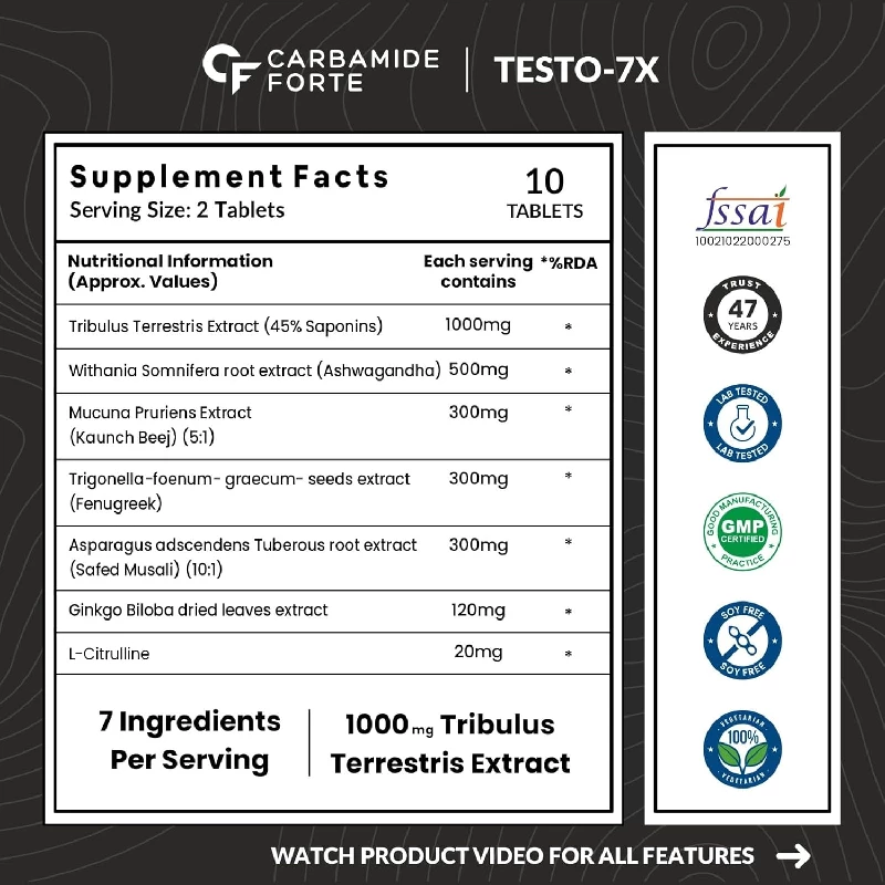 Carbamide Forte Testosterone Supplement for Men, 50 g-2.webp